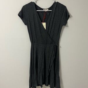 Rolla Coster Charcoal Gray Wrap Illusion Mini Dress Size Small